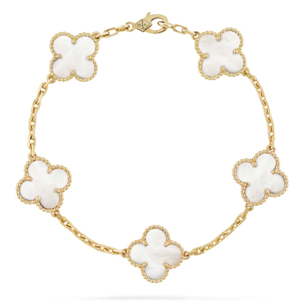 Exact Replica in 18K Gold of Van Cleef Mother of pearl Bracelet